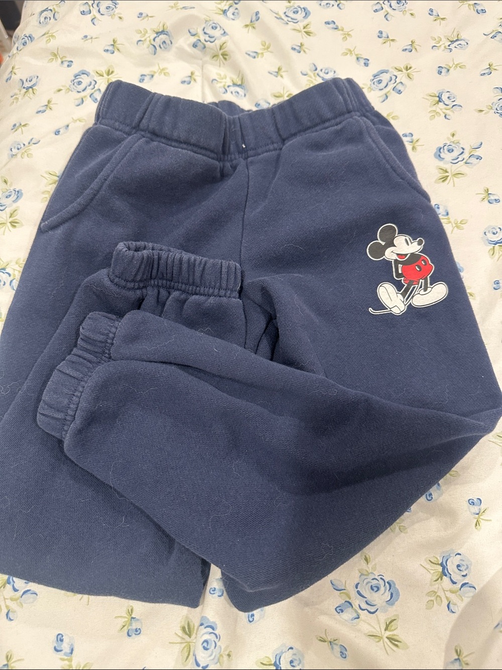 Kids Disney Navy Mickey Mouse Fleece Joggers with Red Accent